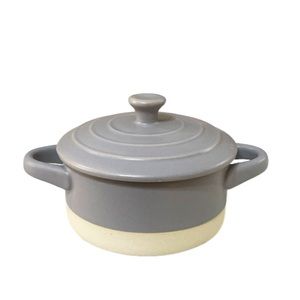 NEW Bakeshop Matte Gray Stoneware Mini Cocotte